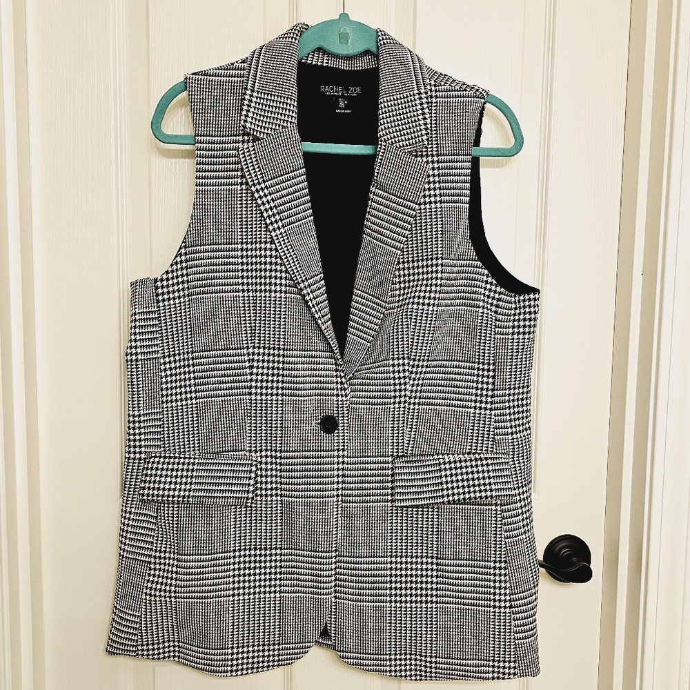 Rachel Zoe Plaid Houndstooth Vest- Large
